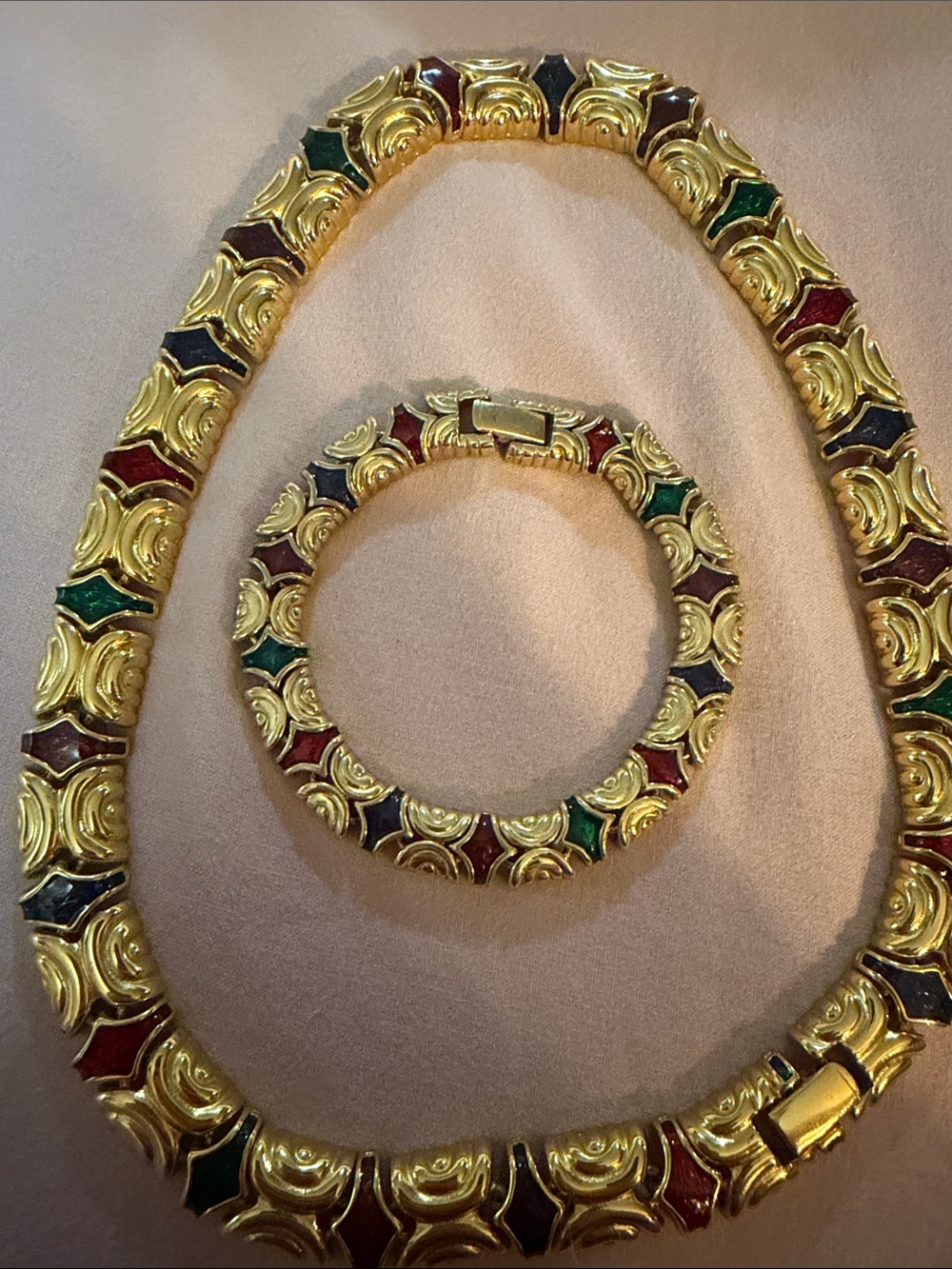 Joan Rivers Etruscan-style Multi-color Link Necklace and Bracelet Set